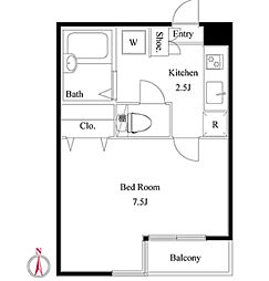 京急本線 立会川駅 徒歩2分の賃貸マンション 1階1Kの間取り