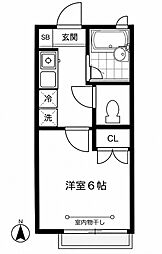 スカイハイツ田柄 1Kの間取図画像