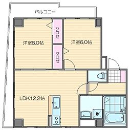 リバティベル箱崎 2LDKの間取図画像