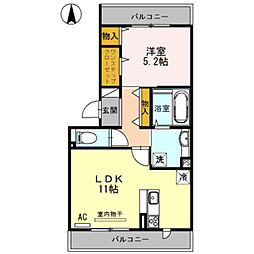 グランシャリオB 1LDKの間取図画像