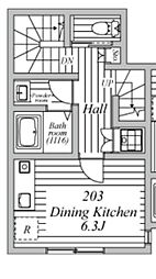 プラスアーバン千歳船橋 2階1DKの間取り