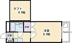エクセレント丸太町 1Kの間取図画像