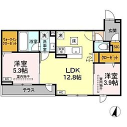 エスペリアつきみ野 2LDKの間取図画像