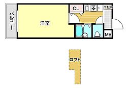 西新ヴィンテージ 1Kの間取図画像