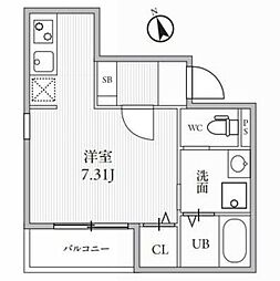 Ｔｓ Ｃｕｏｒｅ穴守稲荷 3階ワンルームの間取り