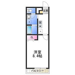 フロランス東助松 1Kの間取図画像