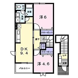 グリーンプレイス2 2DKの間取図画像