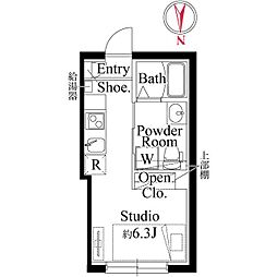 CASA PIAZZA 大森西 2階ワンルームの間取り