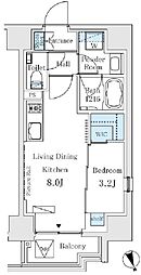 イプセ御成門 12階1LDKの間取り