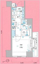 ジェノヴィア中野野方グリーンヴェール 1Kの間取図画像