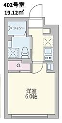 クーカイ・テラス学芸大学 1Kの間取図画像