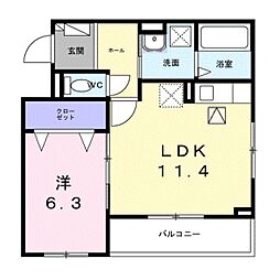 ラ・クロシェット 1LDKの間取図画像