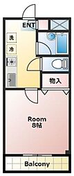 イーストヒルズ所沢 1Kの間取図画像
