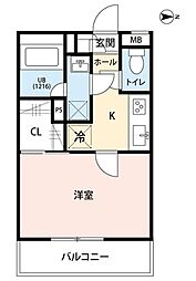 リコルテ中央林間 3階1Kの間取り
