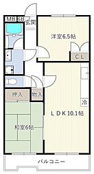 ローズマンション白糸台第3 2LDKの間取図画像