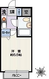 クリオ大口壱番館 1Kの間取図画像