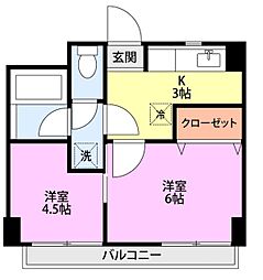 本町セブンハイツ 2Kの間取図画像