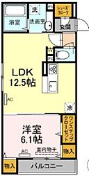 アムール 1LDKの間取図画像