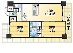 エステムプラザ神戸西Vミラージュ 2LDKの間取図画像