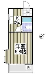 シャトル細田 1Kの間取図画像