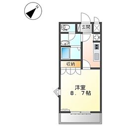 レ・プリムール 1Kの間取図画像