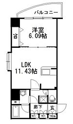 リベラいわき 1LDKの間取図画像