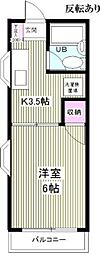 ロータリー所沢ハイツ 1Kの間取図画像