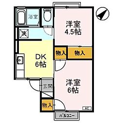 ワカバハイツ 2DKの間取図画像