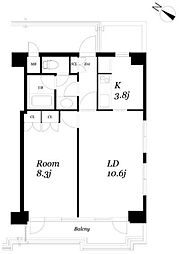 メゾンドゥース南麻布 1LDKの間取図画像