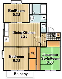 ファミールＡ 2階3DKの間取り