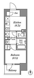 コスモグラシア三ノ輪 1Kの間取図画像
