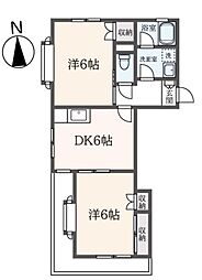 コーポプロティアA 2DKの間取図画像