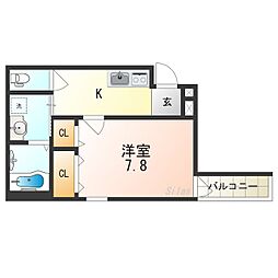フジパレス平野上町ウエスト 1Kの間取図画像
