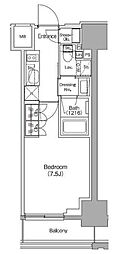 ザ・パークハビオ新御徒町 1Kの間取図画像