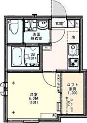 八王子市寺町アパート 1Kの間取図画像