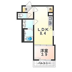 Osaka Metro御堂筋線 新金岡駅 徒歩10分の賃貸アパート 2階1LDKの間取り