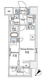 パークアクシス横浜伊勢佐木町通り 1DKの間取図画像