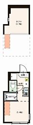 ティアラ新川崎 2階ワンルームの間取り