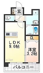 プレリス尼崎レーネヴィア 1Kの間取図画像