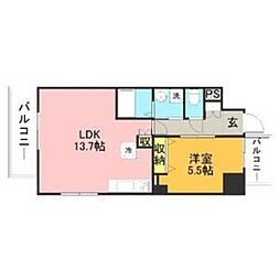 キルンズ高取 1LDKの間取図画像