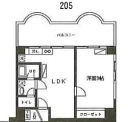 グランドヴィラアサヒ 1DKの間取図画像