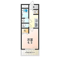 フィオレ源氏ケ丘 1Kの間取図画像