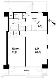 メゾンドゥース南麻布 1LDKの間取図画像