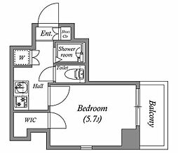 レジディア横濱関内 1Kの間取図画像