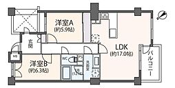カスタネア栗平1番館 2LDKの間取図画像