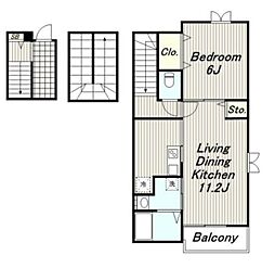 サンアローズ 1LDKの間取図画像