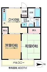 サニーガーデン 2DKの間取図画像
