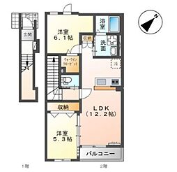 グランデ ヴィラージュ 2LDKの間取図画像