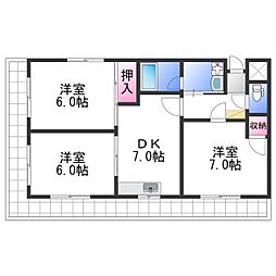 プレステージアスカ 3DKの間取図画像