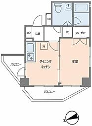 エスコートノヴェル用賀 1DKの間取図画像